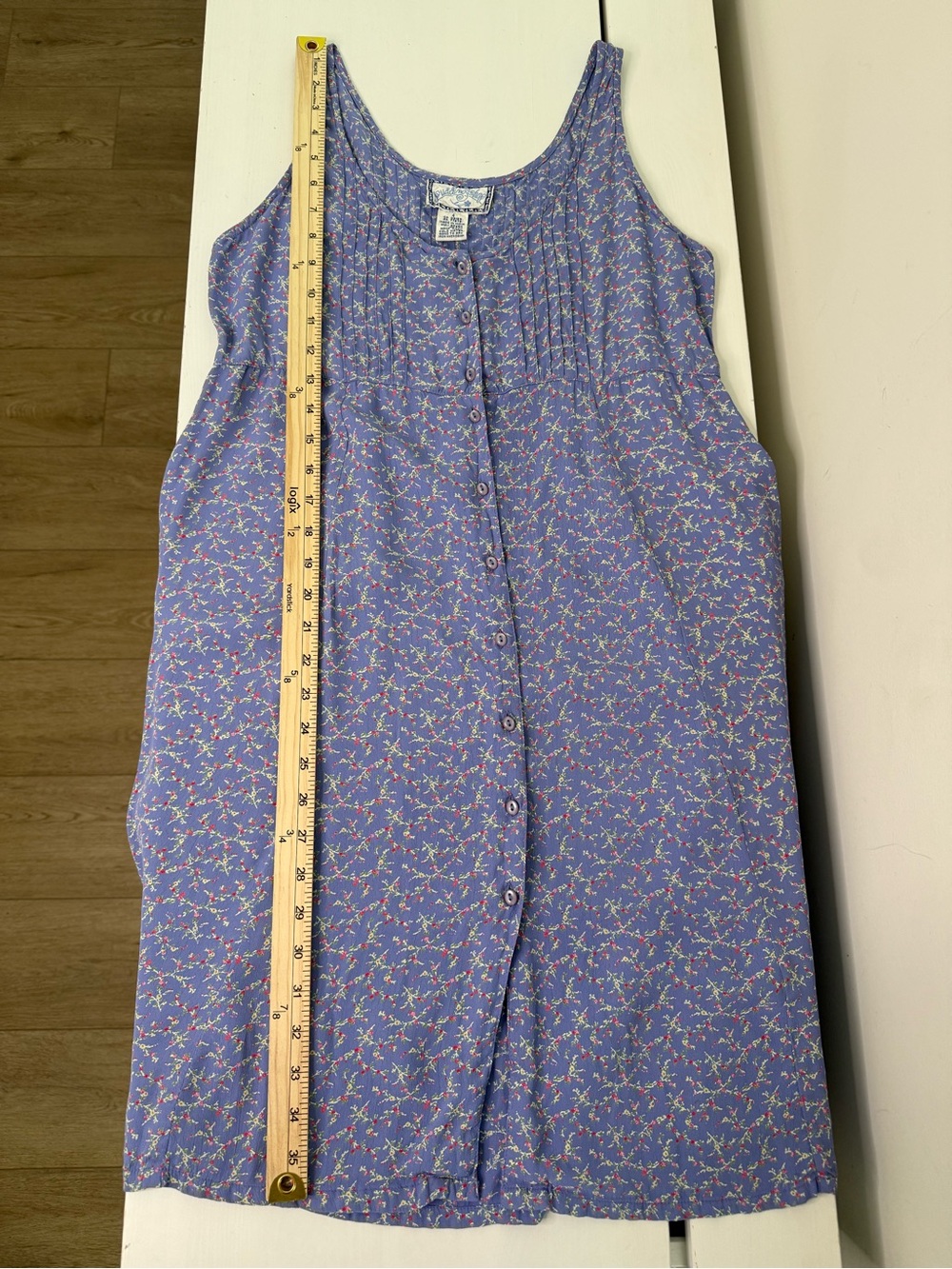Vintage Pudding Shop Blue Ditsy Floral Button Front Dress Size 4 - Picture 6 of 6